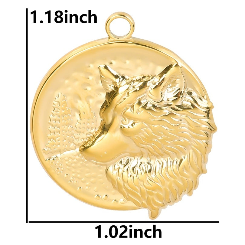 18K Gold Plated Stainless Steel Wolf Pendant Necklace