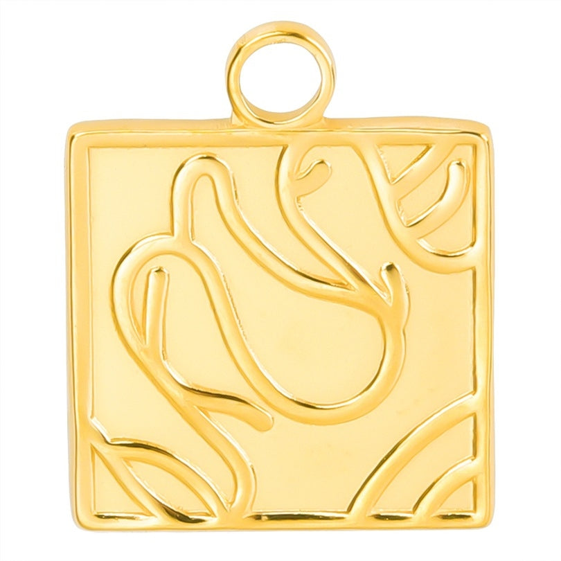 18K Gold Plated Square Stainless Steel Pendant Necklace