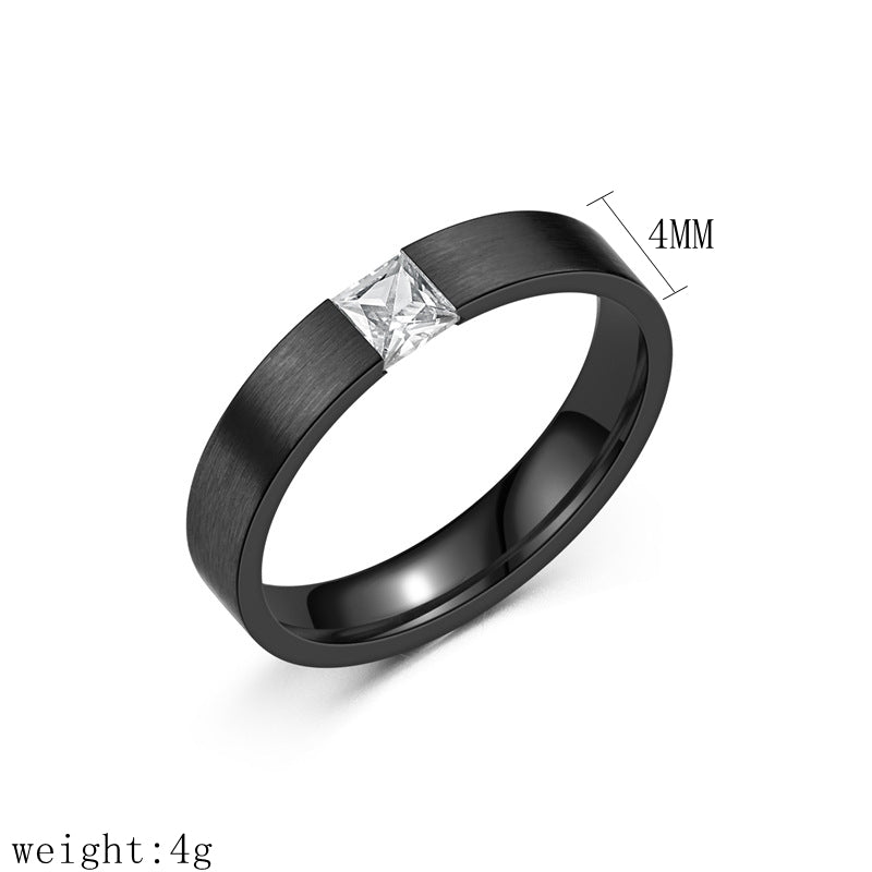 Wholesale Simple Style Square Zircon Titanium Steel 18K Gold Plated Rings