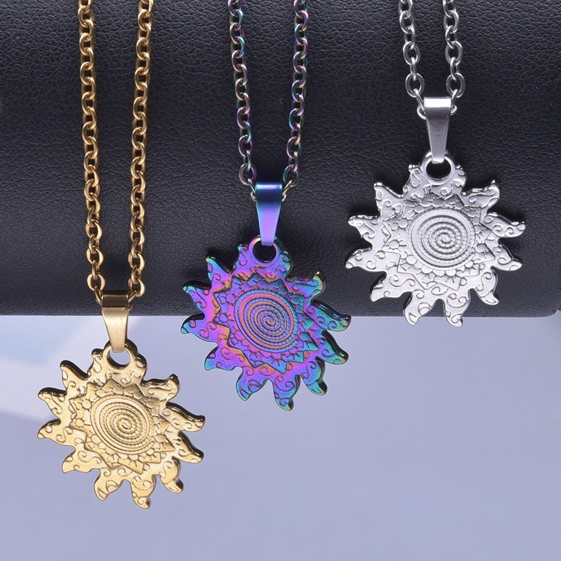 Wholesale 18K Gold Plated Sun Pendant Necklace Stainless Steel