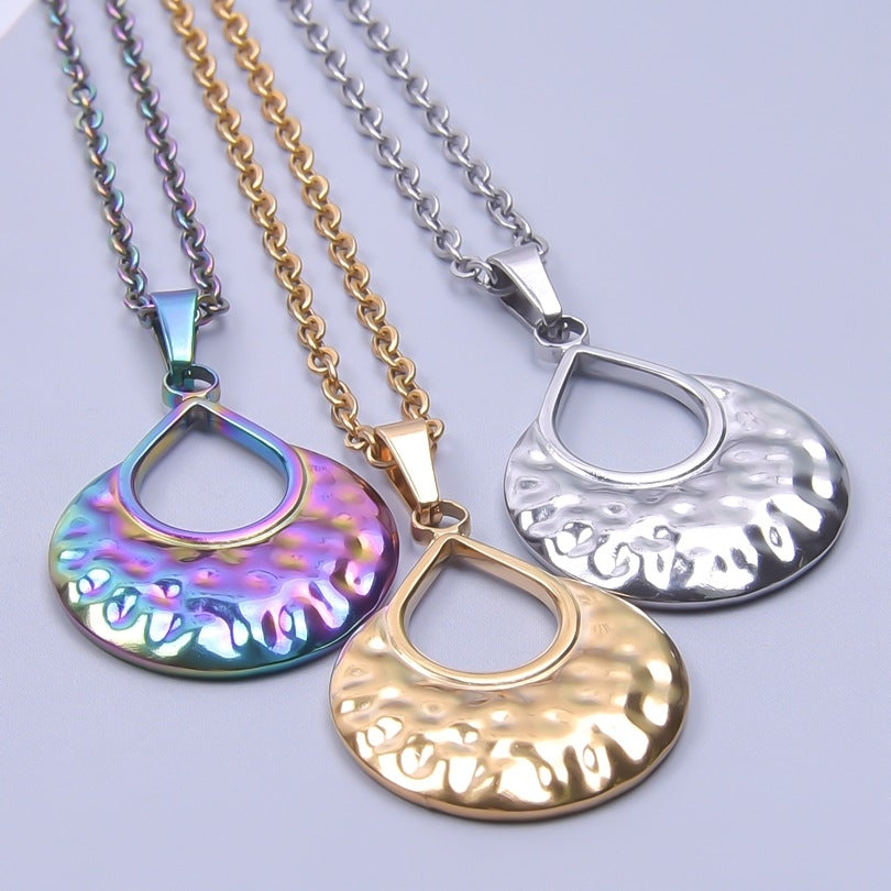 18K Gold Plated Stainless Steel Wave Pendant Necklace