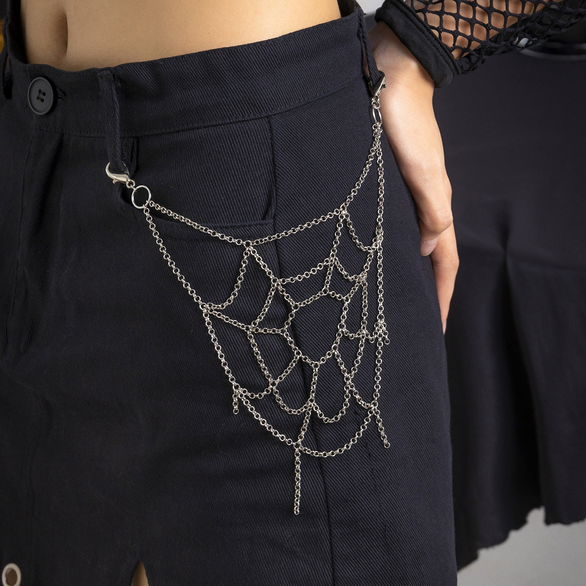 Gothic Punk Spider Web Iron Waist Chain Body Jewelry