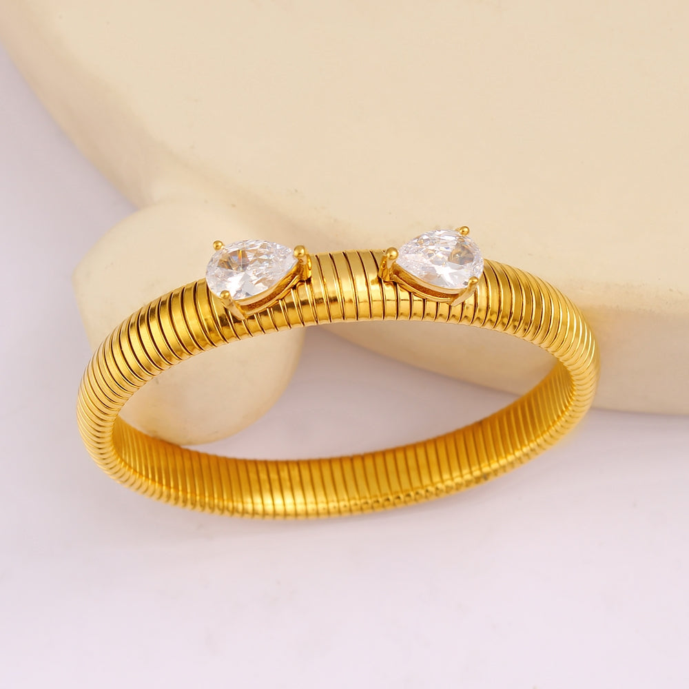 Wholesale Stainless Steel Zircon Circle Rings and Bracelets - Simple Style Fashion Jewelry