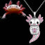 Cute Pink Axolotl Heart Pendant Necklace - Alloy Animal Jewelry Design