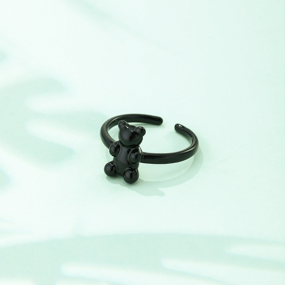 Cute Bear Adjustable Alloy Enamel Ring