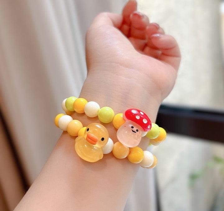 Cute Flower & Mushroom Acrylic Beaded Children's Bracelet Set