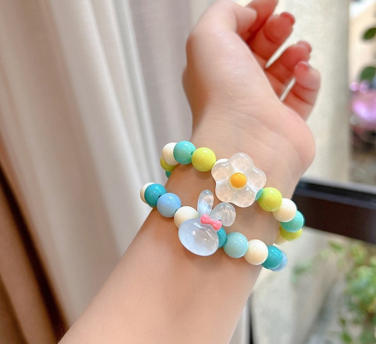 Cute Flower & Mushroom Acrylic Beaded Children's Bracelet Set