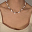 Elegant Geometric Freshwater Pearl 18K Gold Plated Titanium Steel Beaded Necklace