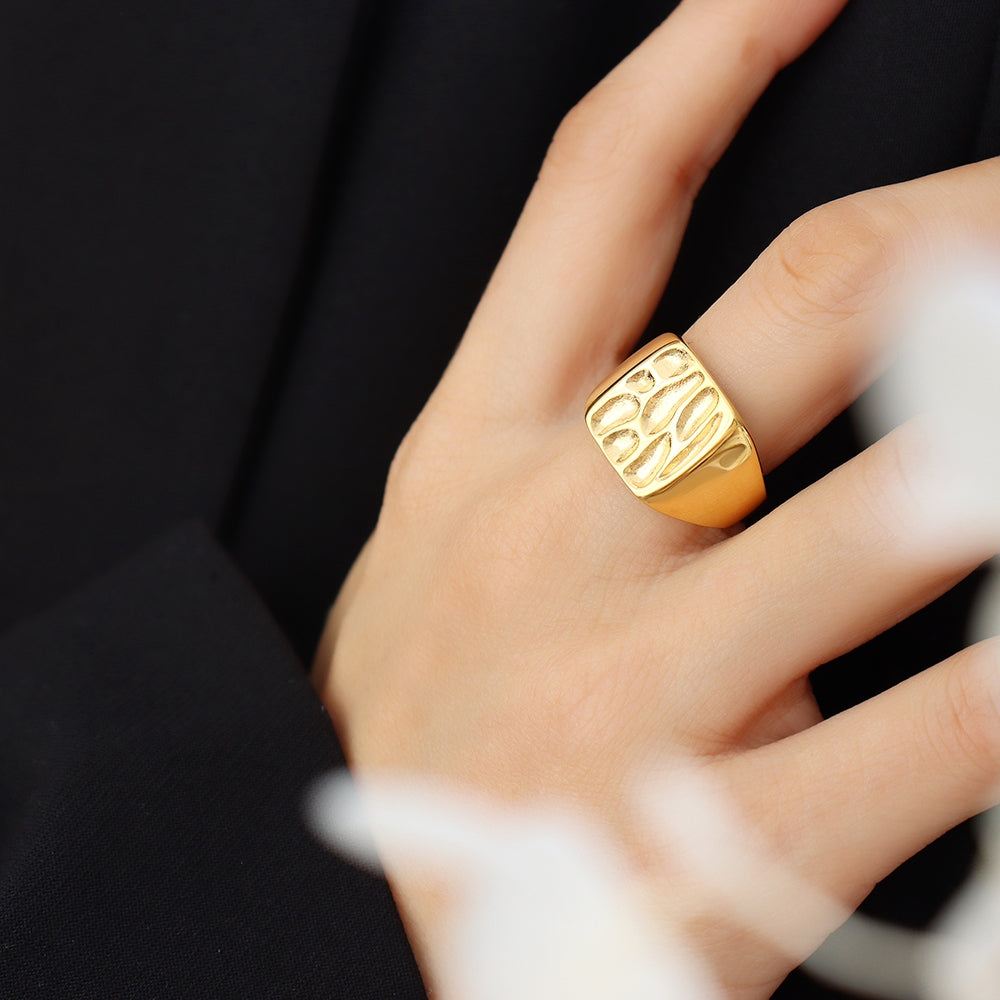 Elegant Geometric 18K Gold Plated Titanium Steel Open Ring