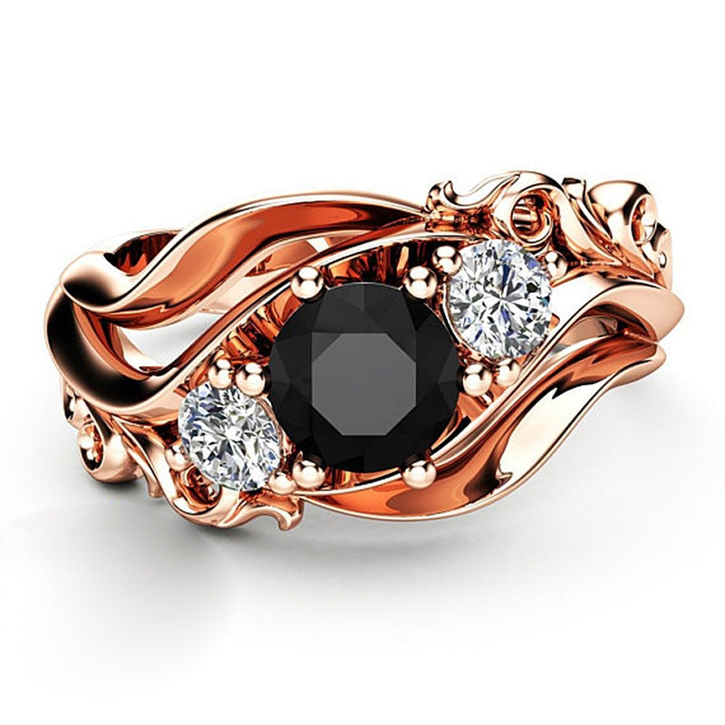 Elegant Flower Zircon Inlay Alloy Ring for Women