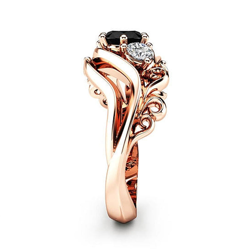 Elegant Flower Zircon Inlay Alloy Ring for Women