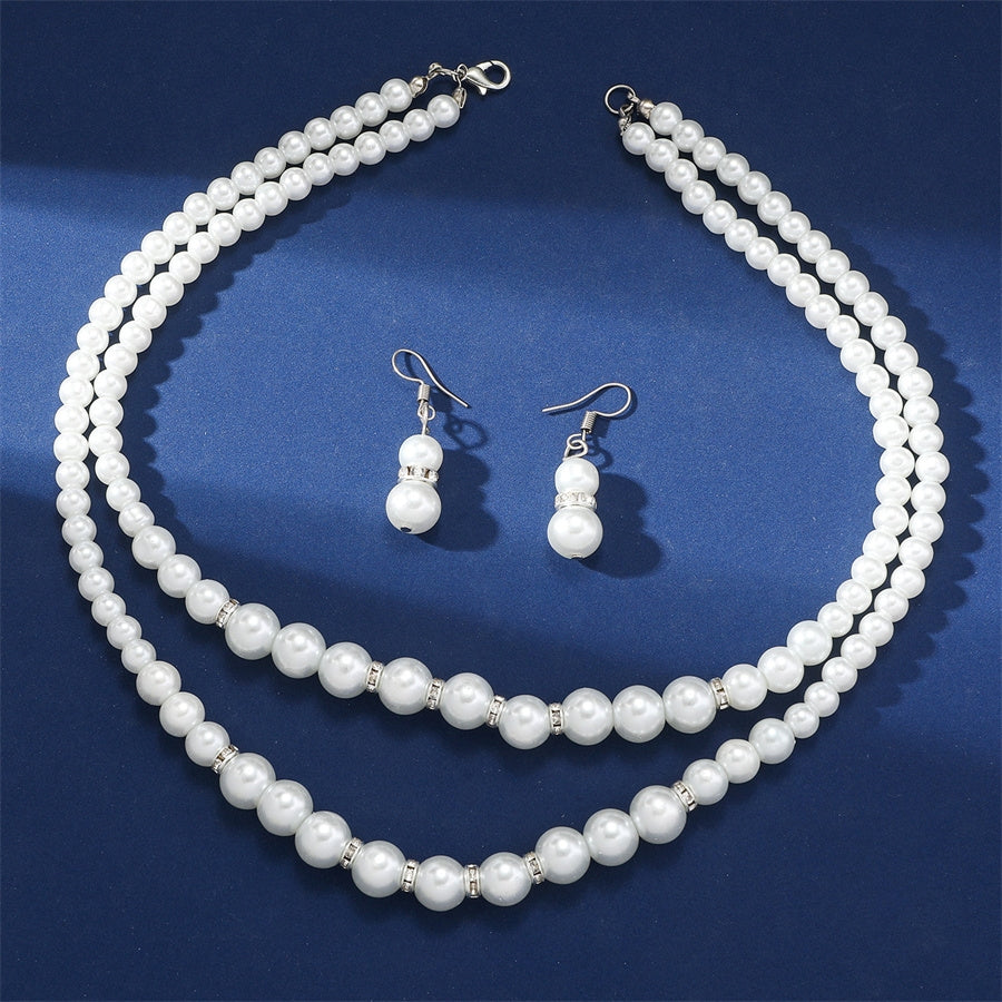 Elegant Pearl Jewelry Set - Necklace, Earrings, and Bracelet