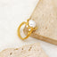 Elegant Geometric 18K Gold Plated Pearl Ring