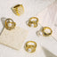 Elegant Retro Geometric Titanium Steel Pearl Rhinestone 18K Gold Plated Rings