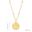 Elegant Zircon Gold Plated Stainless Steel Pendant Necklace with Coin and Shell Design