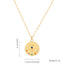 Elegant Zircon Gold Plated Stainless Steel Pendant Necklace with Coin and Shell Design