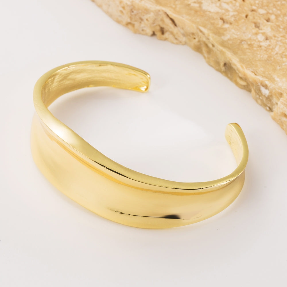 Elegant Minimalist Water Droplet Gold & Silver Plated Open Bangle Bracelet - Unisex Fashion Jewelry