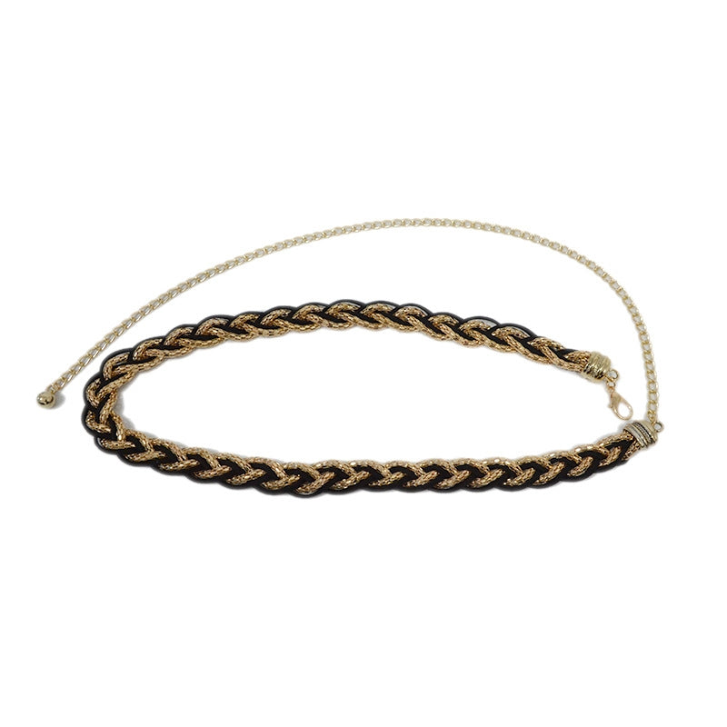 Elegant Geometric Alloy Suede Waist Chain for Women