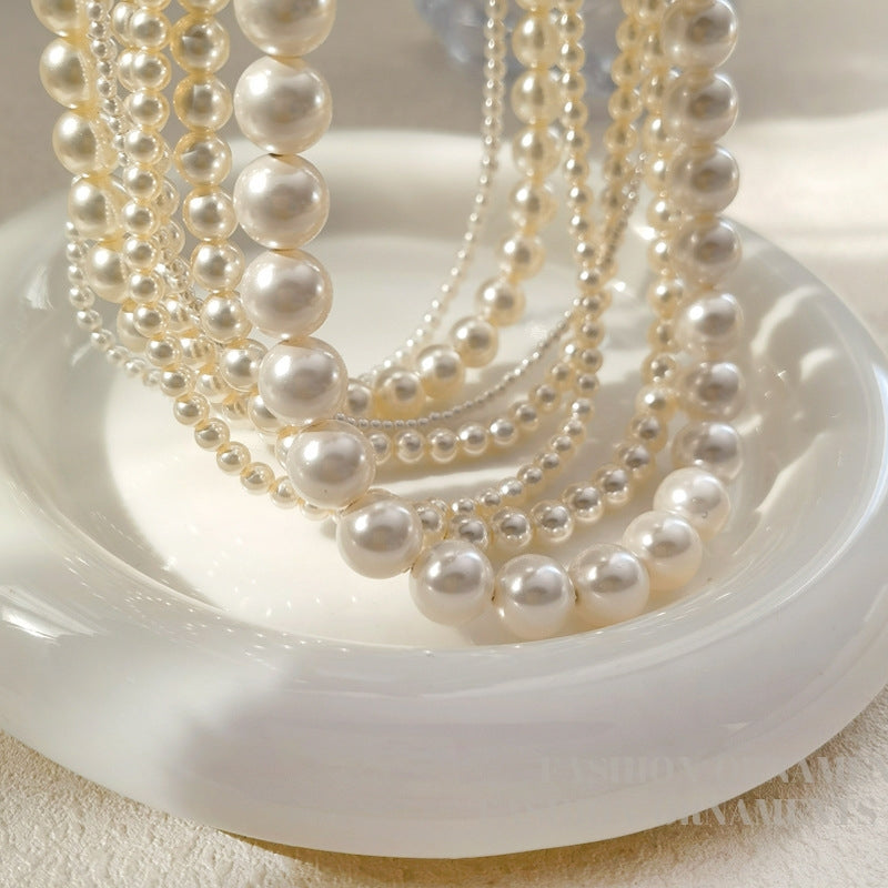 Elegant Streetwear Vintage Crystal Imitation Pearl Necklace