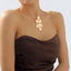 Elegant Vintage Flower Alloy Pendant Necklace and Earrings Set
