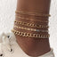 Ethnic Geometric Alloy Anklet Set - Vintage Chain Design (5 Pieces)