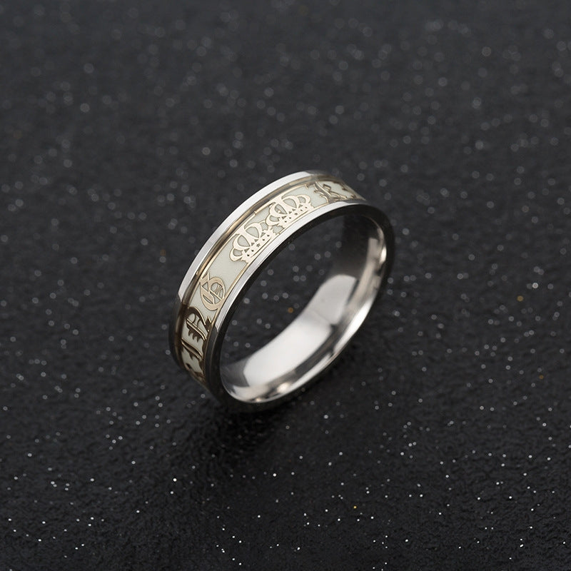 Stainless Steel Couple Rings with Luminous Design