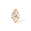 Oval Stainless Steel Pearl Open Ring with 18k Gold Plating