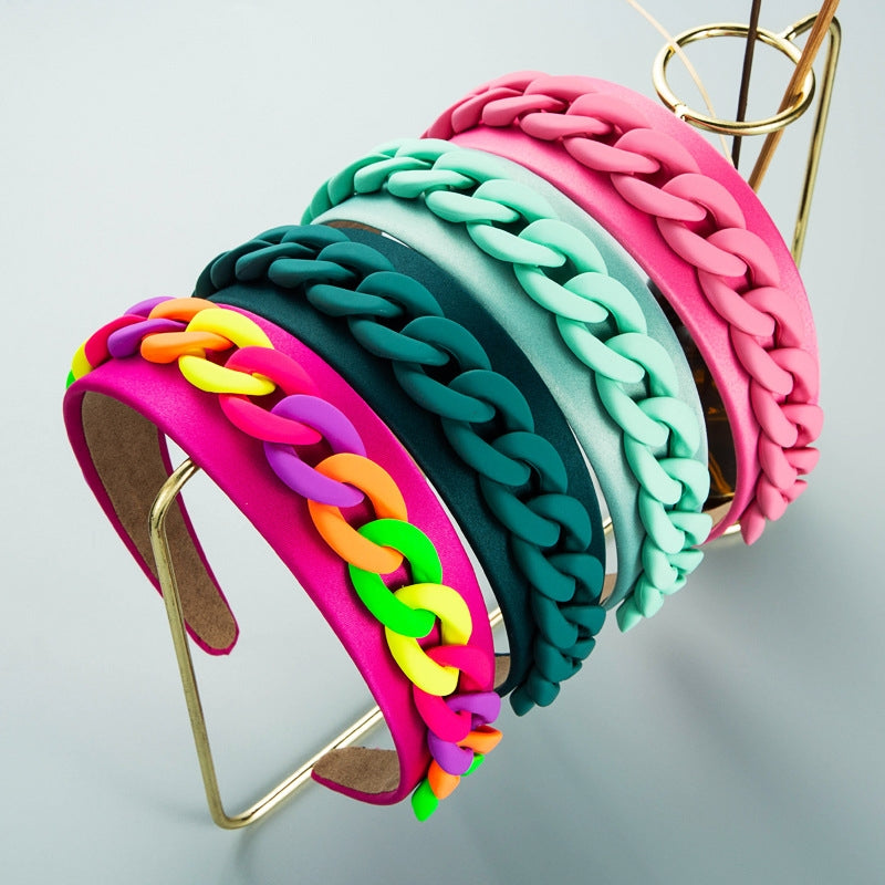 Pastoral Style Wide Color Chain Hairband