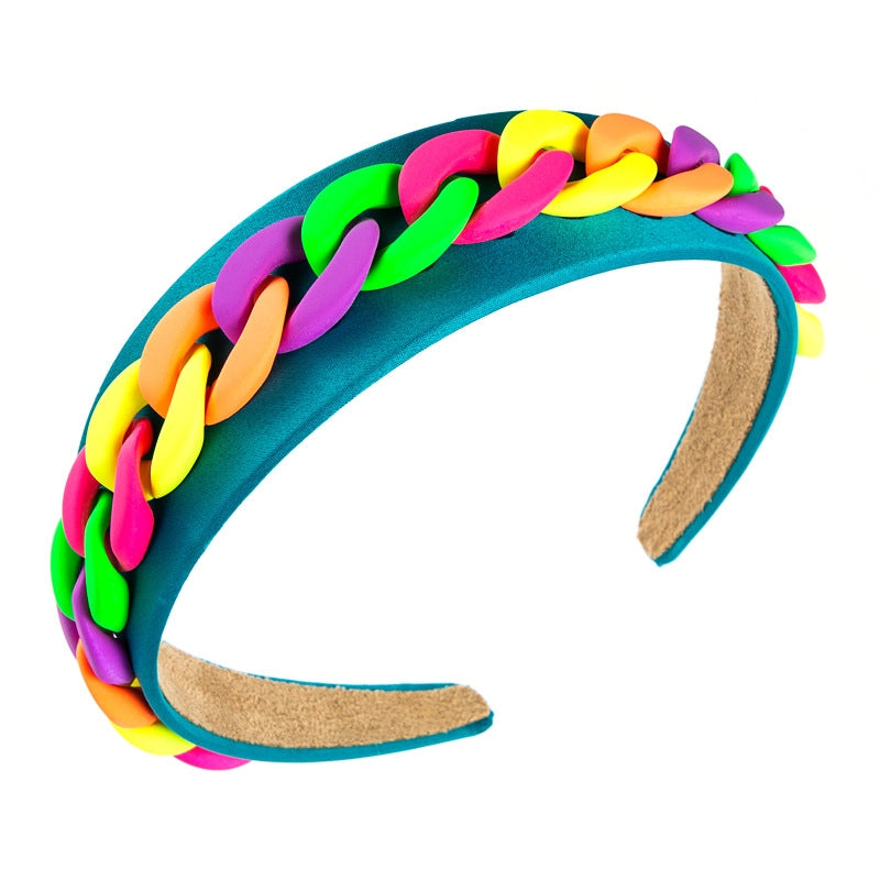 Pastoral Style Wide Color Chain Hairband