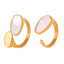French Style Color Block Titanium Steel 18K Gold Plated Open Ring with White Shell Inlay