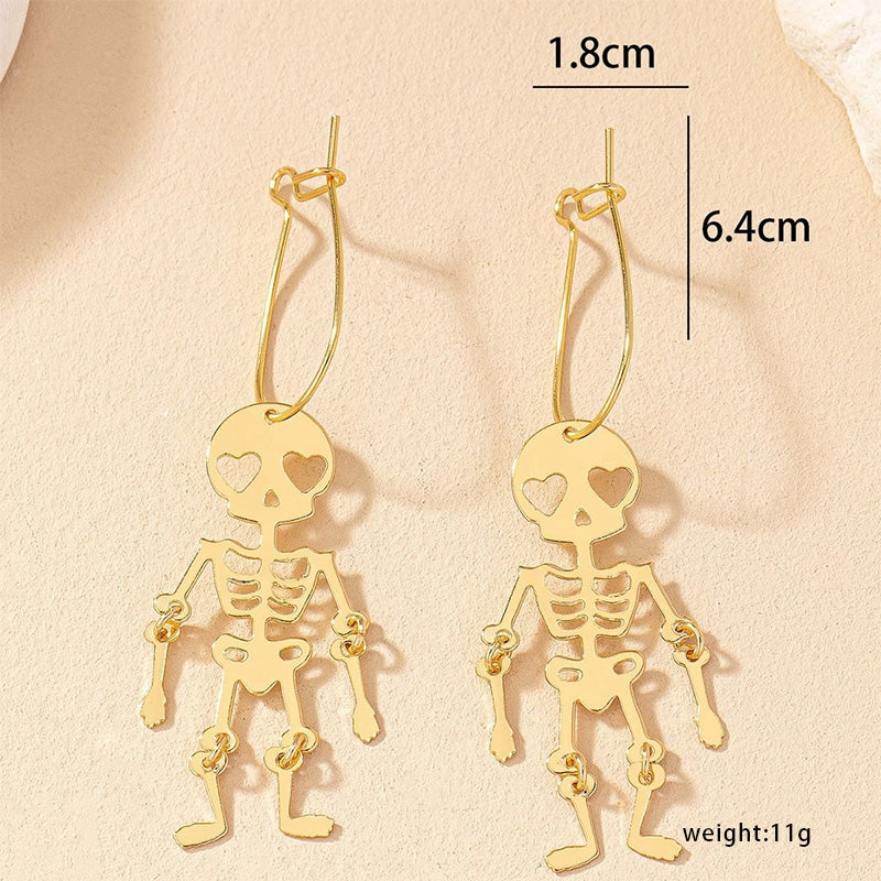 Skull Skeleton Metal Plated Drop Earrings for Halloween