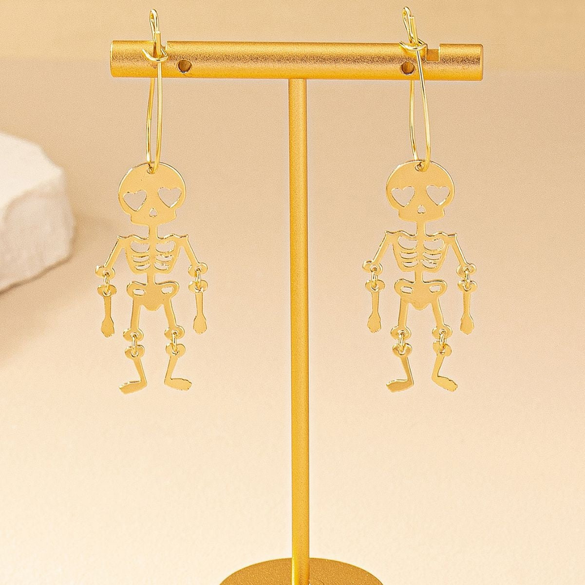 Skull Skeleton Metal Plated Drop Earrings for Halloween