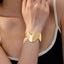 Glamorous Wave Design Open Alloy Bangle Bracelet