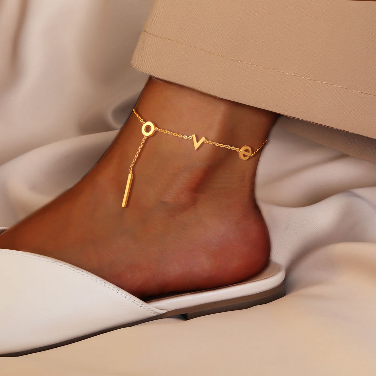 Glamorous Love Stainless Steel Rose Gold Anklet