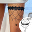 Gothic Queen Geometric Crystal Lace Thigh Chain with Tassels