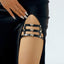 Gothic Heart Shape PU Leather Alloy Body Chain with Studded Thigh Harness