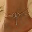 Hawaiian Vacation Bow Knot Rhinestone Double Layer Anklet for Women