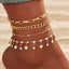 Hawaiian Heart Shape Alloy Anklet Set with Vintage Gold Beads and Rhinestones