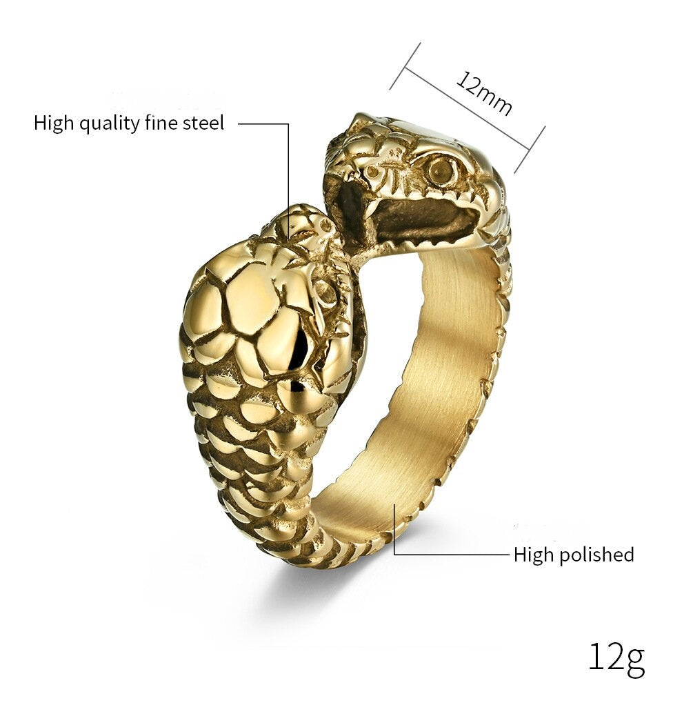 18K Gold Plated Retro Snake Stainless Steel Ring