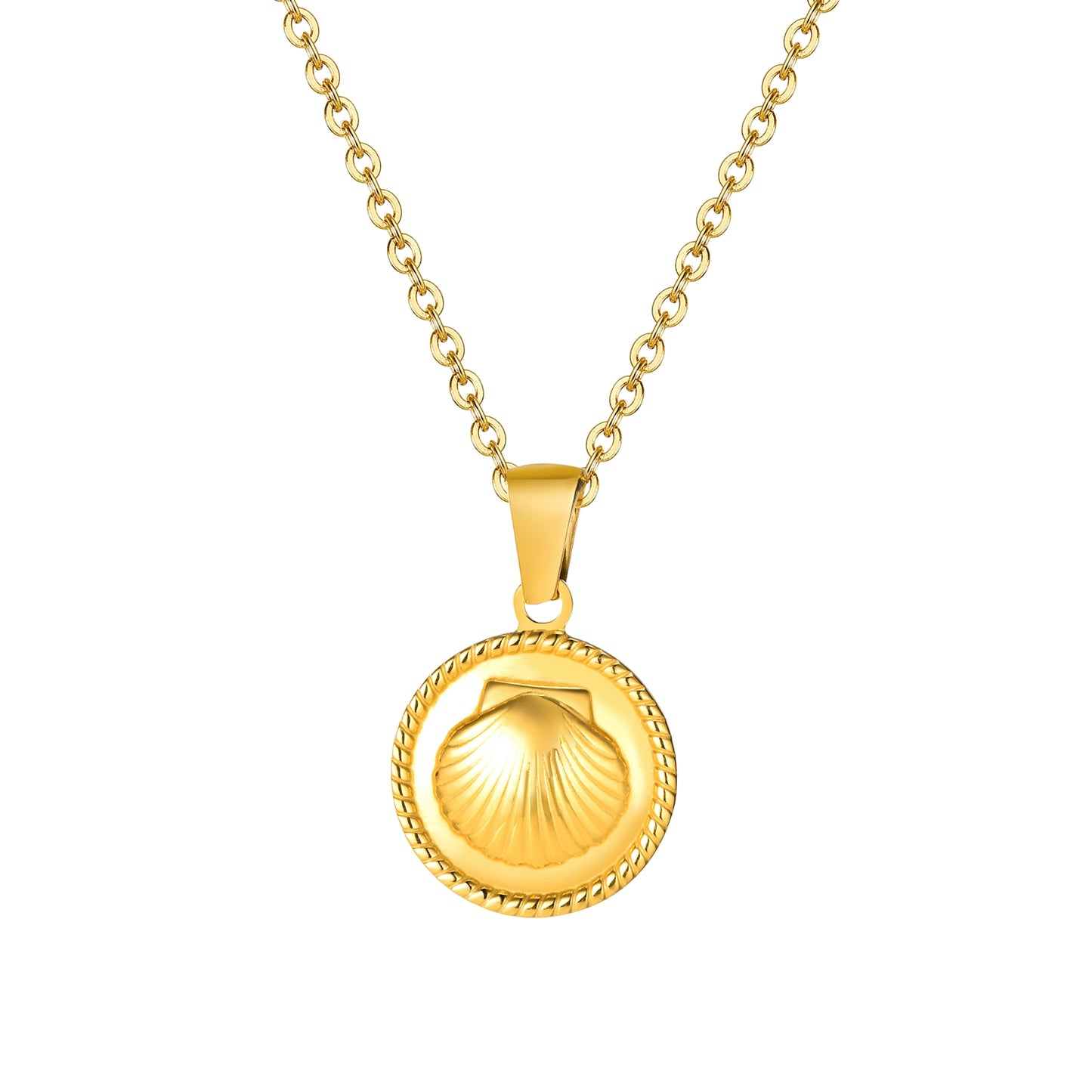 18K Gold Plated Stainless Steel Shell Pendant Necklace