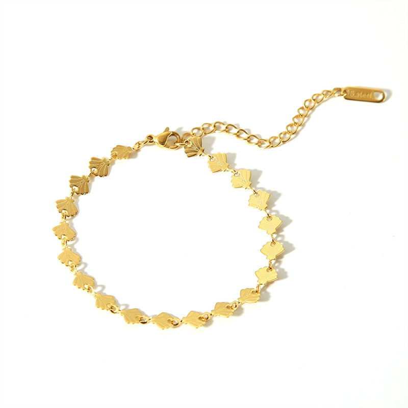 18K Gold Plated Stainless Steel Shell Necklace and Bracelet Set