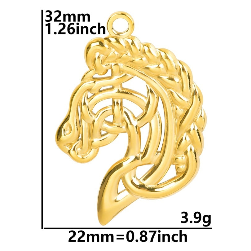 IG Style 18K Gold Plated Stainless Steel Horse Pendant Necklace