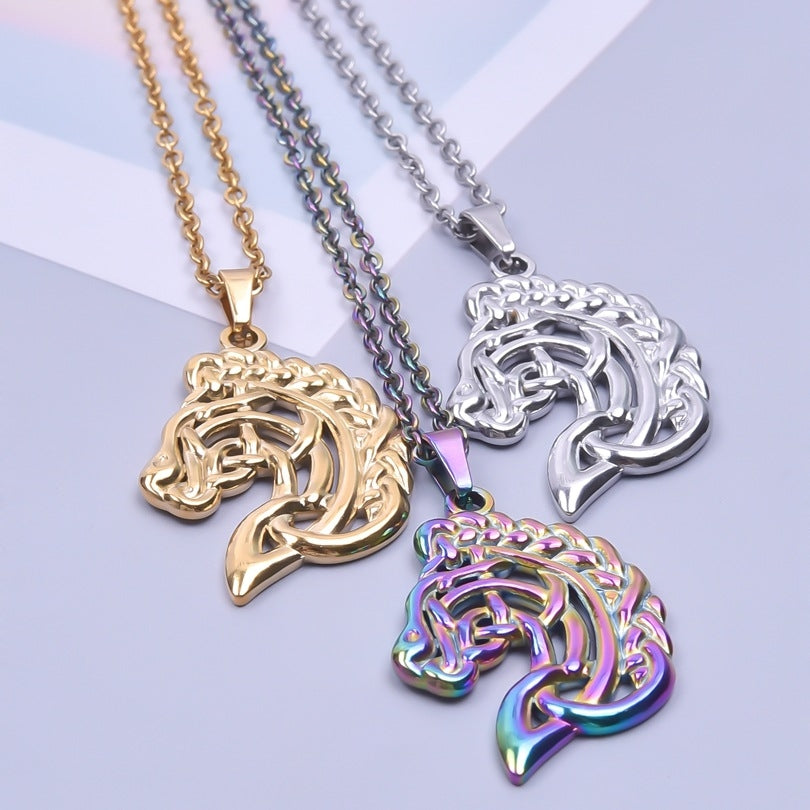 IG Style 18K Gold Plated Stainless Steel Horse Pendant Necklace