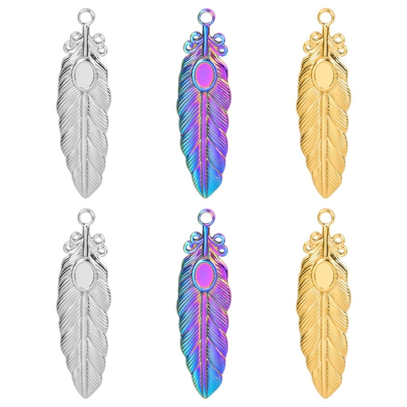 18K Gold Plated Stainless Steel Leaf Pendant Necklace