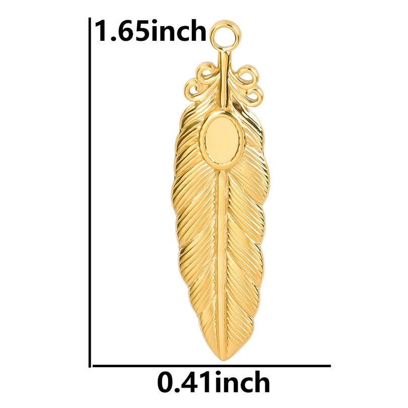 18K Gold Plated Stainless Steel Leaf Pendant Necklace