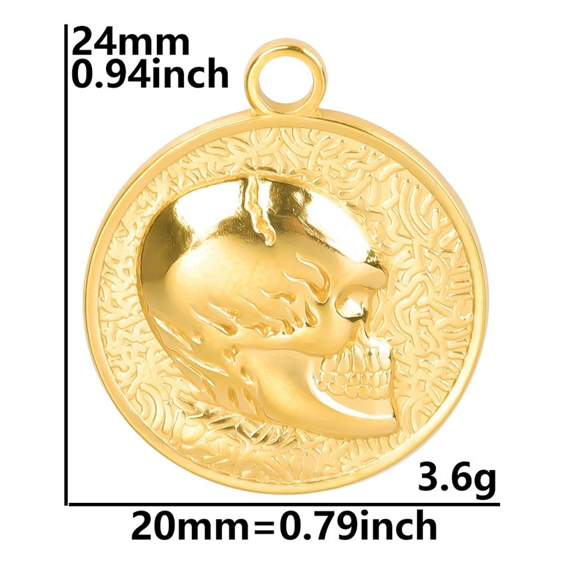 18K Gold Plated Stainless Steel Skull Pendant Necklace