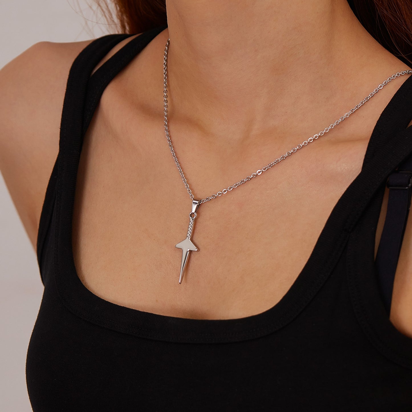 IG Style Stainless Steel Sword Cross Pendant Necklace