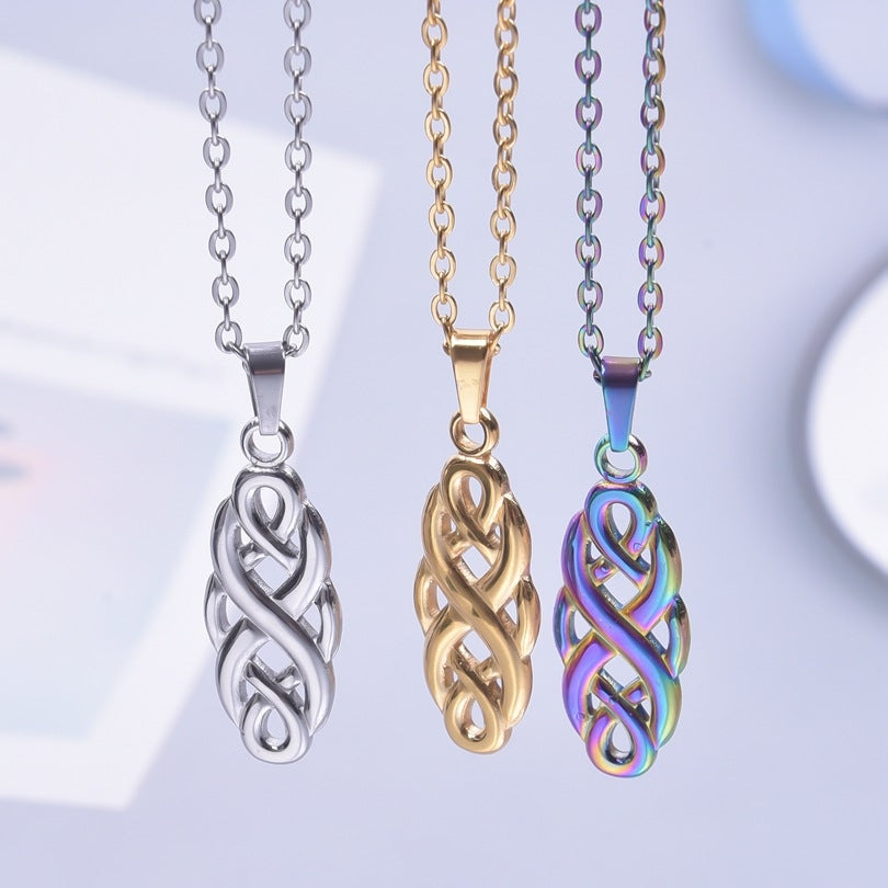 IG Style Witches Knot 304 Stainless Steel Hollow Out Pendant Necklace