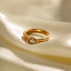 INS Style 18K Gold Plated Stainless Steel Pearl Inlay Ring