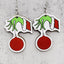 Cartoon Christmas Hat Monster Wood Drop Earrings